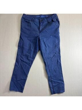 DKNY Soho Skinny Ankle Jeans Womens 16W Fits Like 33x27 Blue Stretch Raw Hem